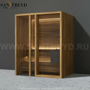 Effegibi YOKU.G45 SA.70300024 Сауна с левой дверью. Мощность: 4,5 кВт макс. Размеры: длина 174 см, ширина 132 см. Отделка: термообработанное дерево