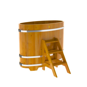 2253 Купель овальная из лиственницы Рустик 0,69х1,31х1,2 натуральная Alyarus