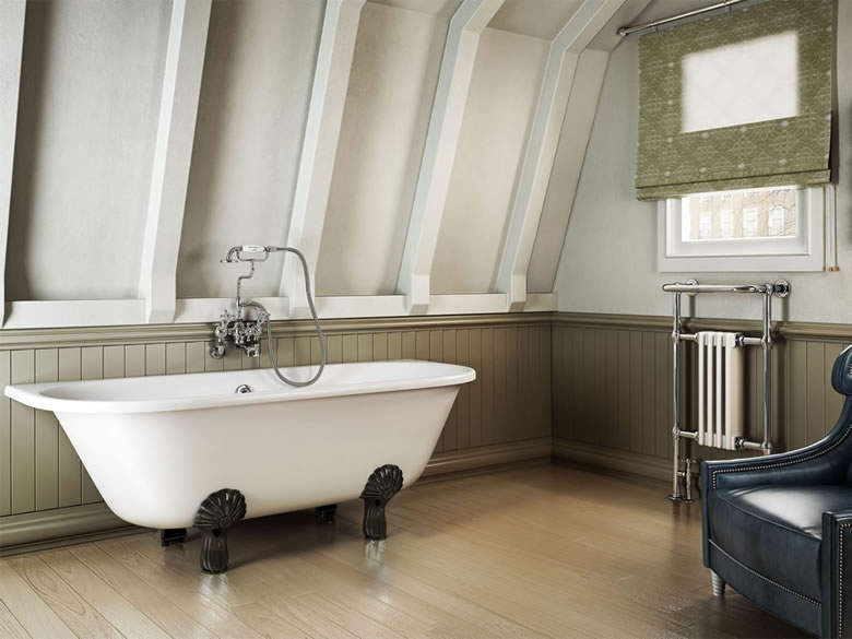 Burlington Традиционная ванна на ножках Avantgarde 1700 с приставной стенкой с ножками Luxury Classic из хрома L3C T12D  - Вид №10