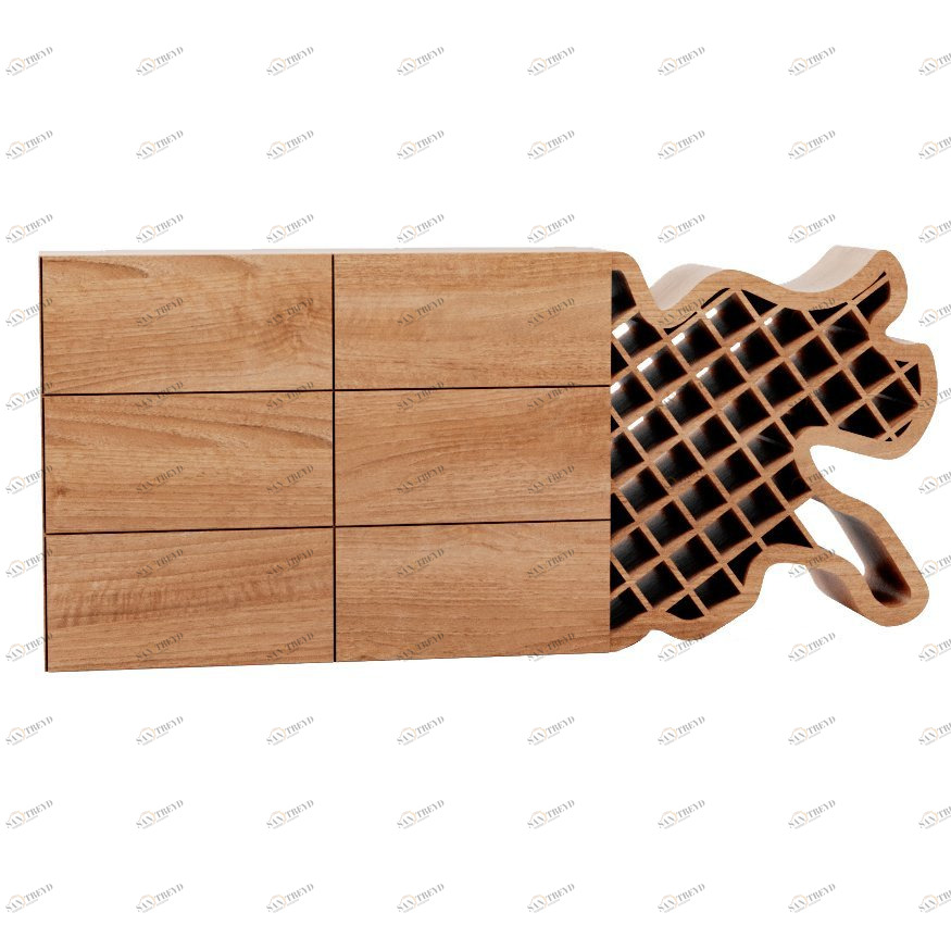 Комод с 6 ящиками и полками для вина светло-коричневый "Пень решетка-винница" от Odingeniy ODINGENIY ДИЗАЙНЕРСКИЕ, КОМОДЫ "ПЕНЬ" ОТ ODINGENIY 178427 Бежевый 