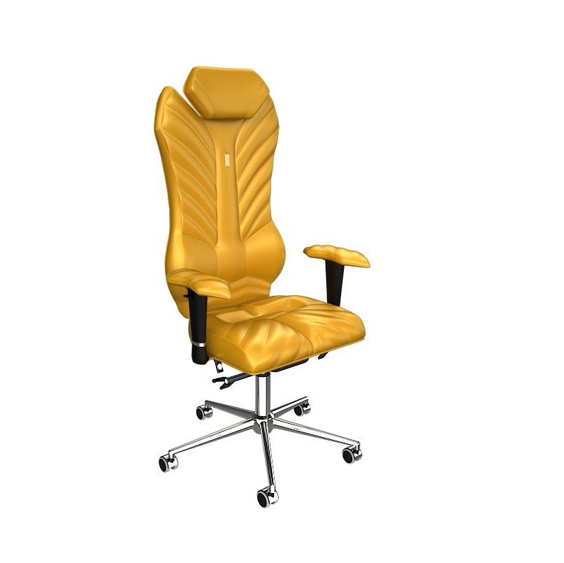 Компьютерное кресло эргономичное из натуральной кожи золотистое Monarch KULIK PREMIUM LINE 240051 Золото  - Вид №1