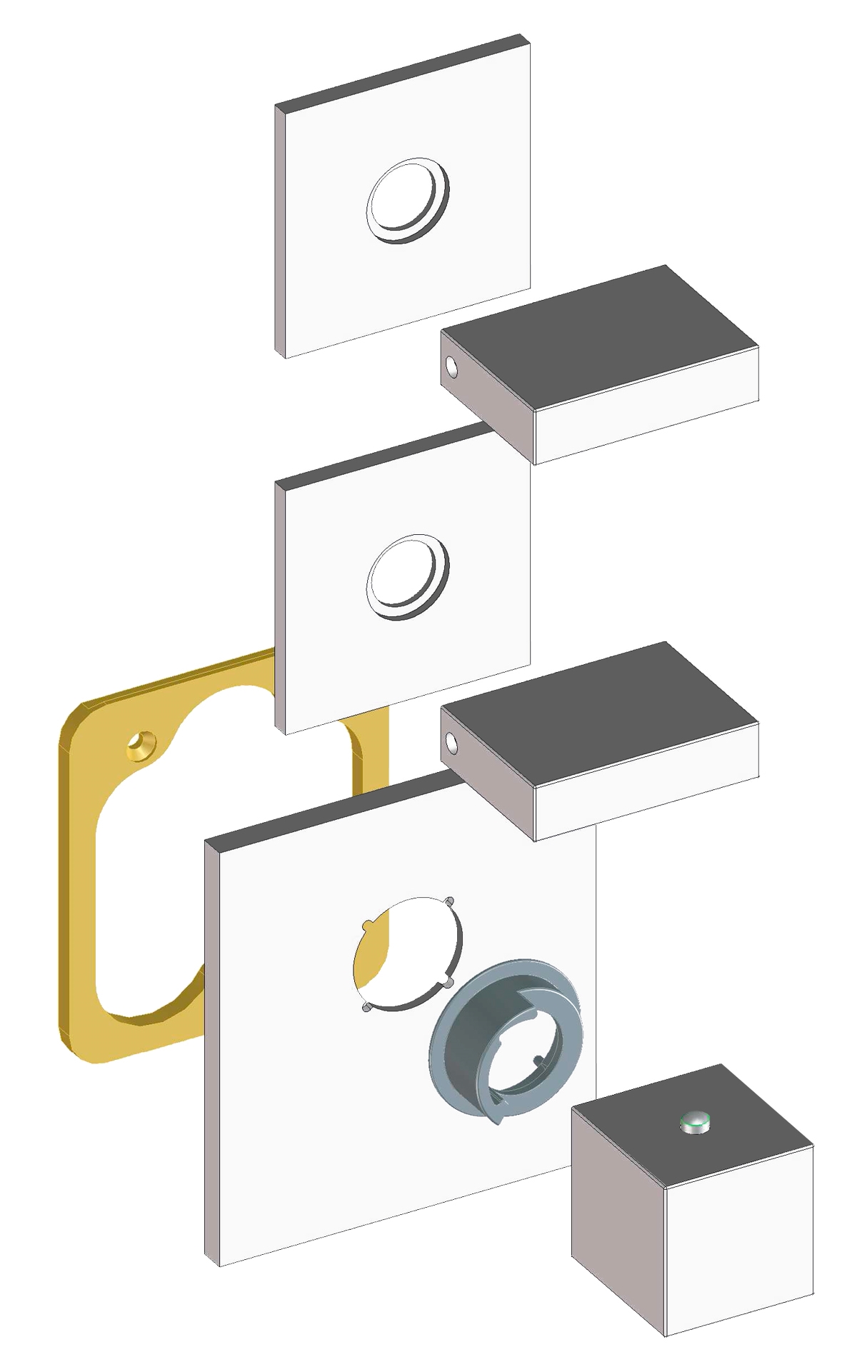 Z033203 + Z030203 000 Смеситель & запорный кран Rectangular 3 Outles (with diverter) HP BOSSINI  - Вид №3