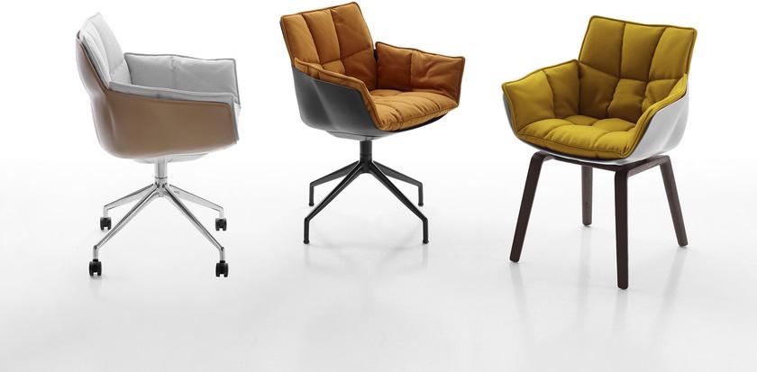 B&B Italia Стул из ткани с подлокотниками на колесиках Husk sun-id-1499717 - Вид №1