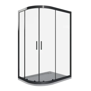 Душевая ширма Makiato 1/4 круга 120x80x190см цвет профиля черный раздвижная стекло 5мм прозрачное