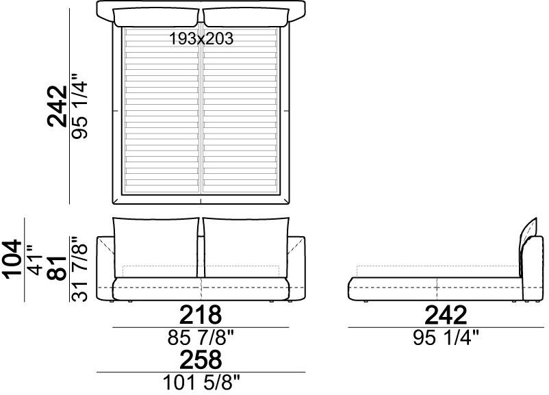 Arketipo Двуспальная кровать из ткани с мягким изголовьем Closeup sun-id-1512577 - Вид №3