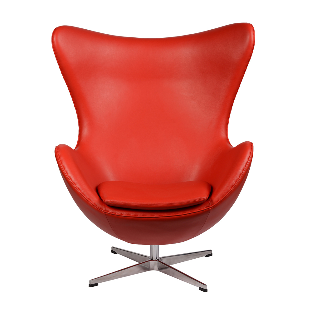 Кресло-яйцо напольное красная кожа Arne Jacobsen Style Egg Chair SOHO DESIGN ДИЗАЙНЕРСКИЕ, EGG 131521 Красный  - Вид №1