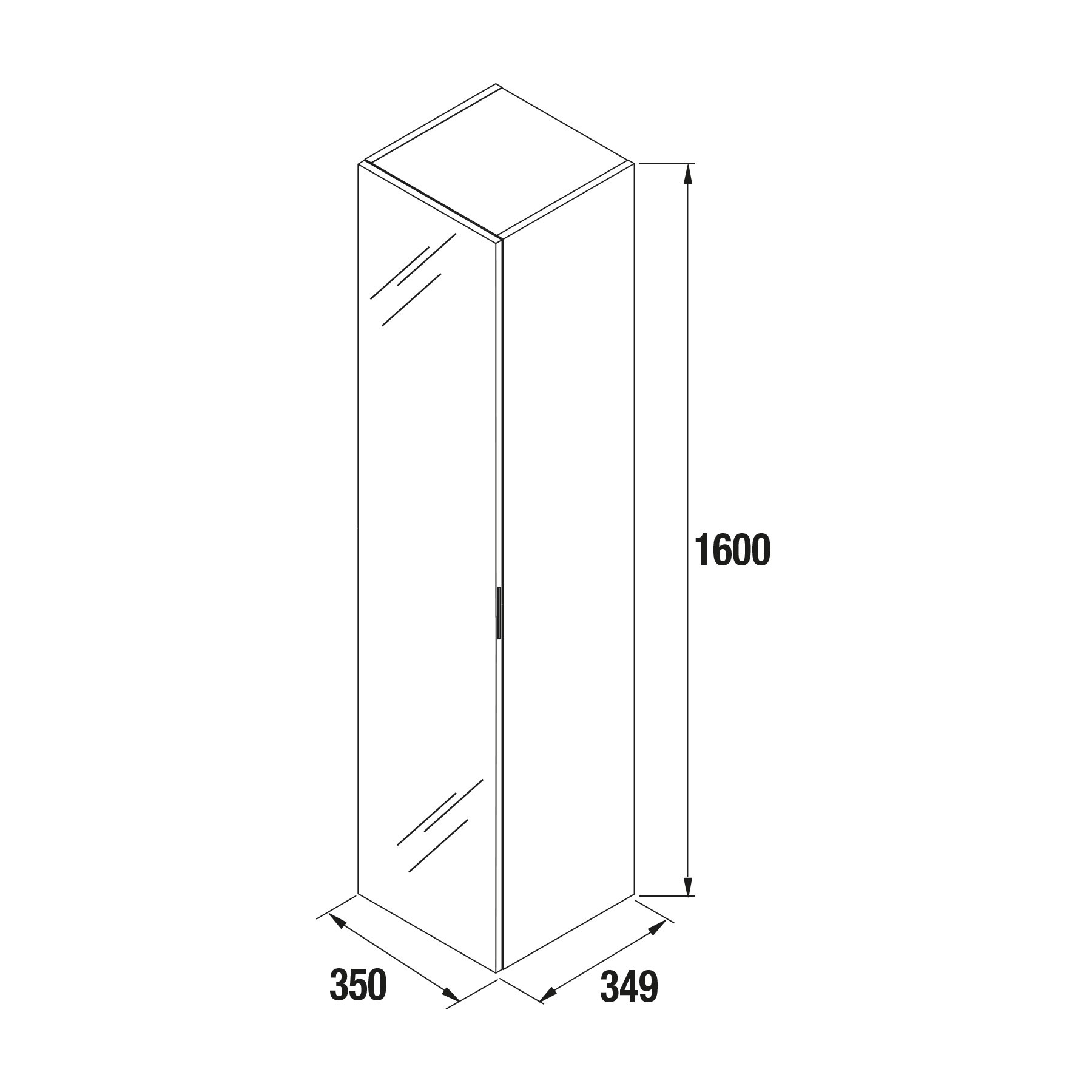 26865 SALGAR Колонна АЛЬЯНС 1600 двусторонняя 1 зеркальная дверца BAY PINE 350 x 1600 x 349 мм Лавровая сосна  - Вид №1