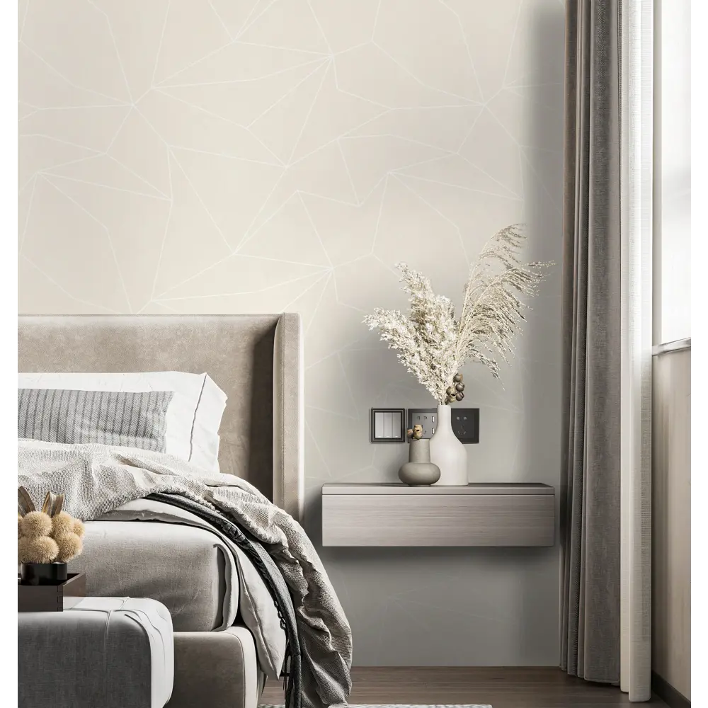 Обои флизелиновые Wallsecret Pazzle светло-бежевые с геометрическим рисунком 89416665 STLM-1578674 - Вид №3
