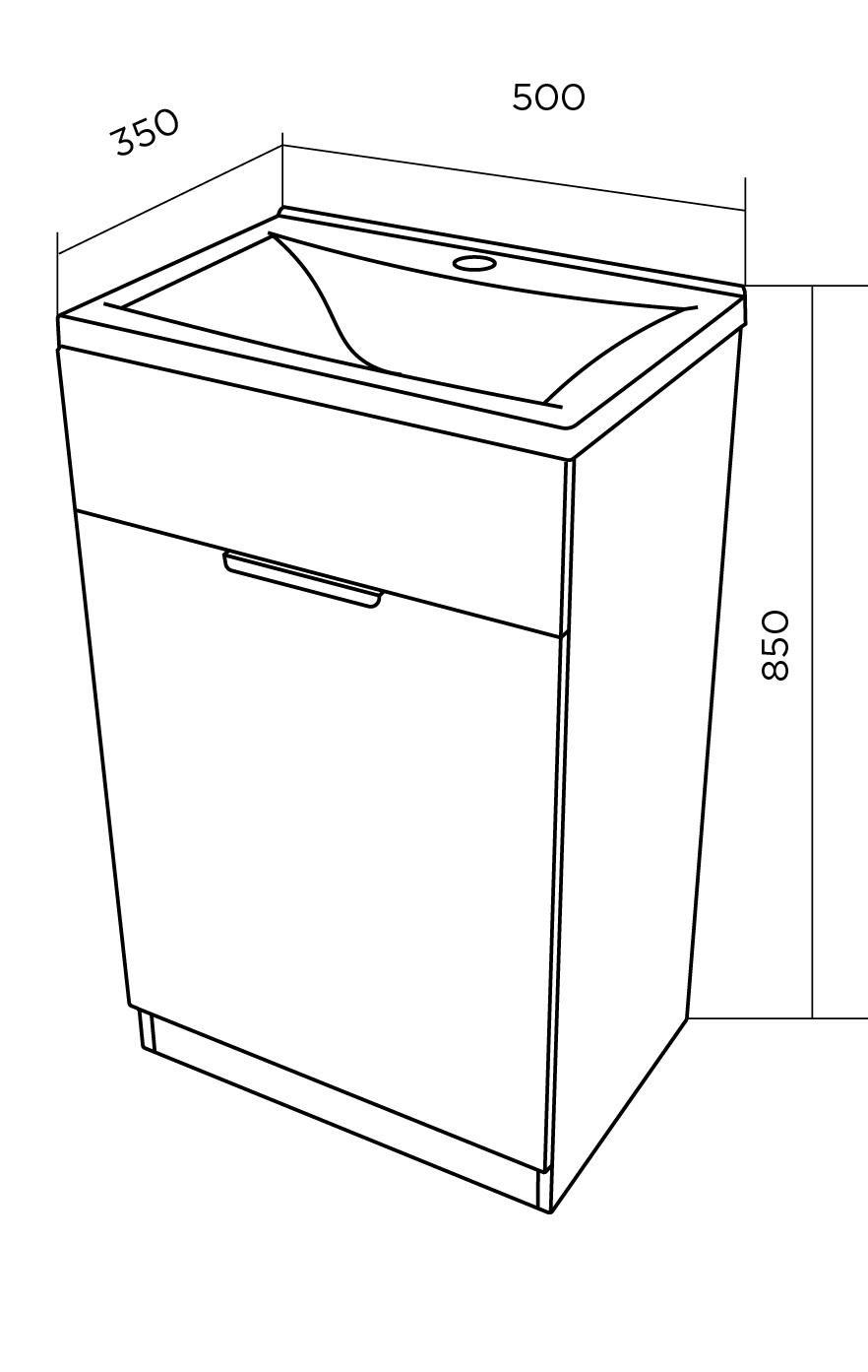У99086 Тумба с раковиной Revo 50Н 1д. Бетон темно-серый 1 Marka  - Вид №3