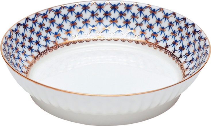 1046812 Императорский фарфоровый завод Сухарница "Кобальтовая сетка" "Волна" Фарфор костяной 