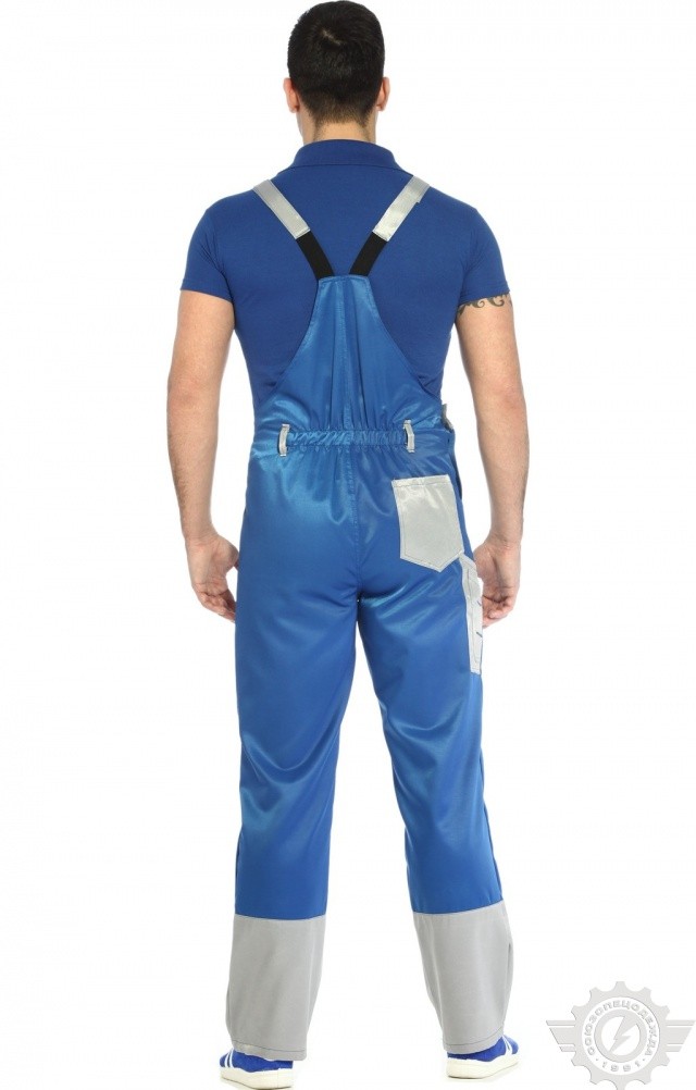 61494 Полукомбинезон "Мастер" василек-светло-серый  Летняя спецодежда  размер 56-58/182-188  - Вид №3