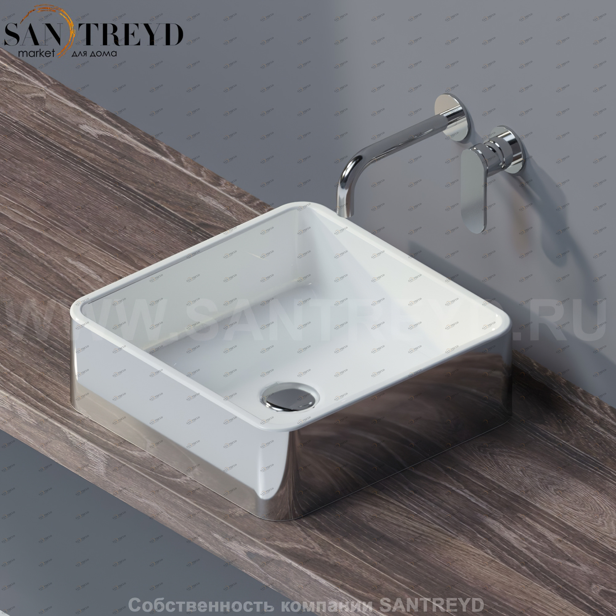 MWL40CHROMO Накладная раковина на столешницу  квадратная Ceramica Flaminia Miniwash