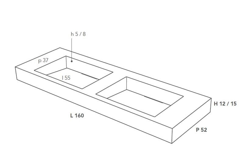 Прямоугольная двойная подвесная раковина из керамогранита Italgraniti Italgranitive ARCH-00142386 - Вид №2
