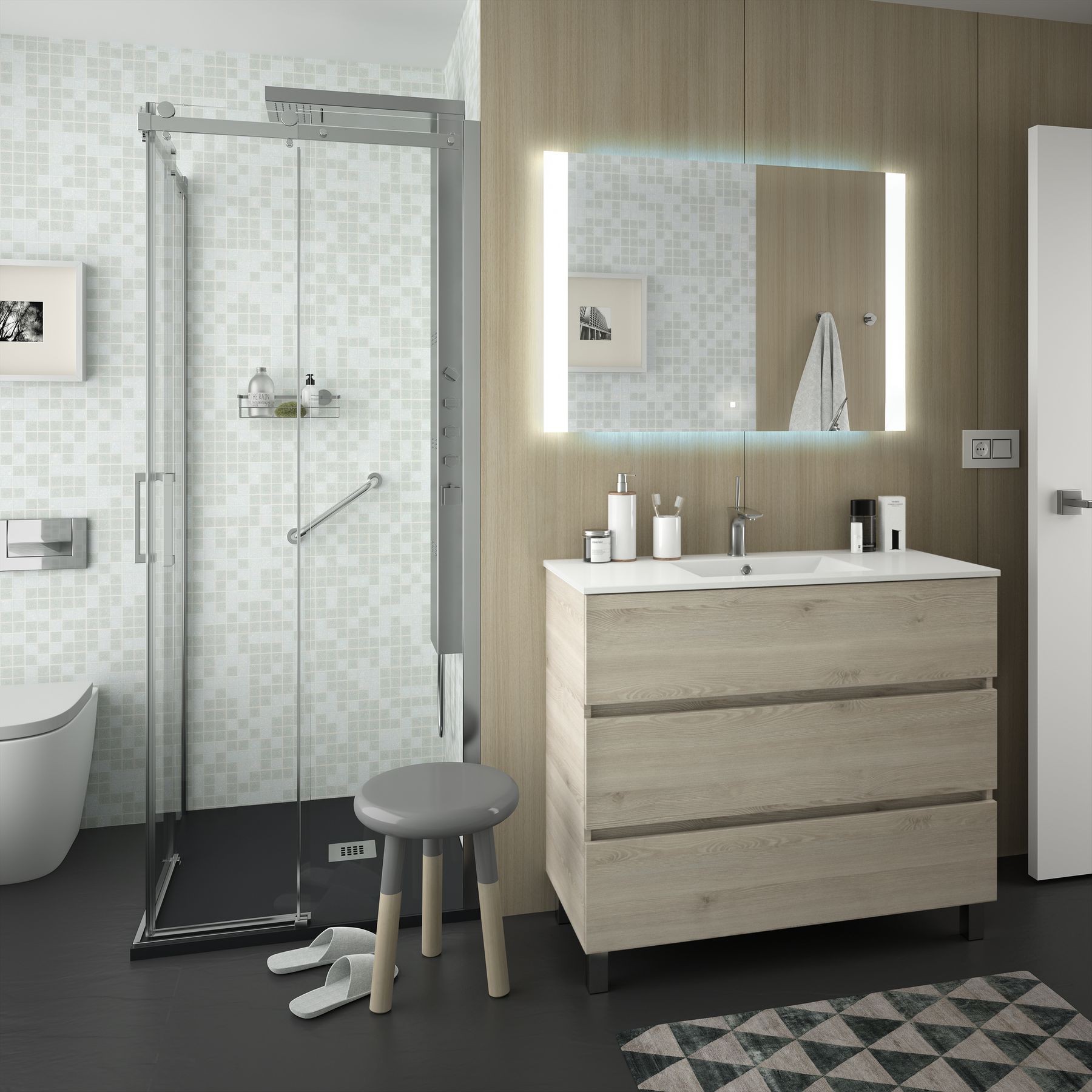 23256 SALGAR Мебель для умывальника FUSSION LINE 1000 3 ящика NATURAL 997 x 868 x 450 мм Естественный