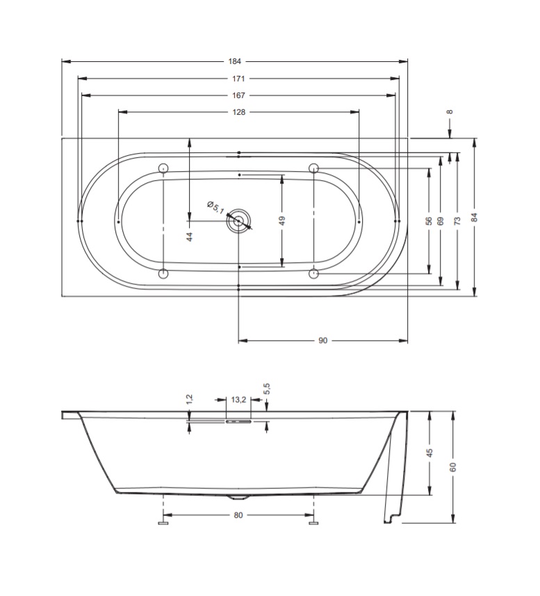 Desire Corner 184 x 84_BD05105 Ванна Riho Desire Santreyd - Вид №4
