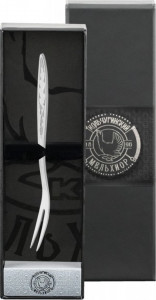 10643603 Кольчугино Вилка для лимона Аргента "Пламя" посеребренная с чернью, п/у Посеребрение