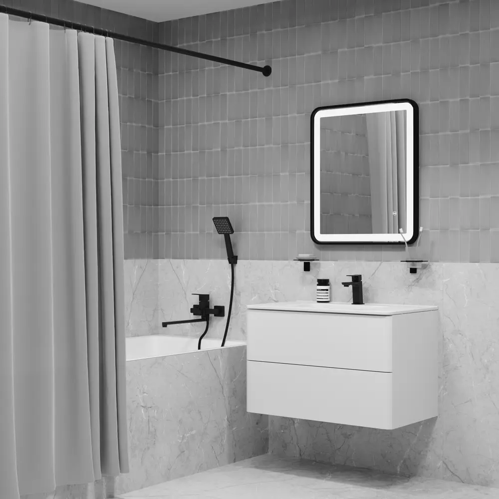 89398606 Смеситель для ванны Iddis BREBL00i10 однорычажный с лейкой и шлангом цвет черный STLM-1569411 - Вид №4