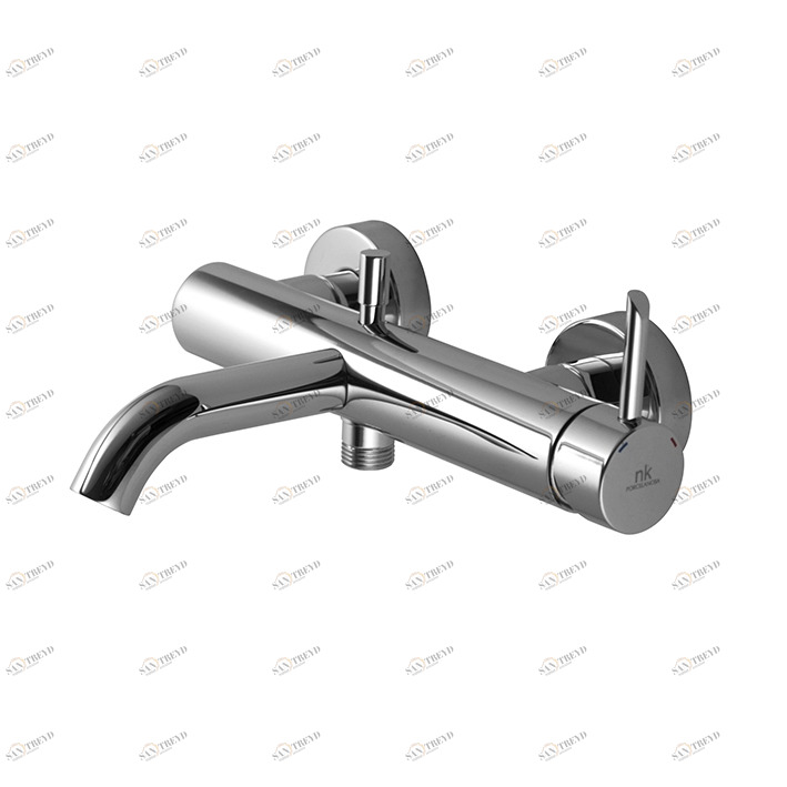 Настенный смеситель для ванны и душа открытого монтажа с керамическим картриджем Ø35 мм, штуцерами 1/2 ”, полуавтоматическим переключателем и аэратором« плюс ». Межосевое расстояние 150 +/- 15 мм. Расход для душа: 20,96 л / мин. при 3 бар и расходе ванны: Noken Round 100209449