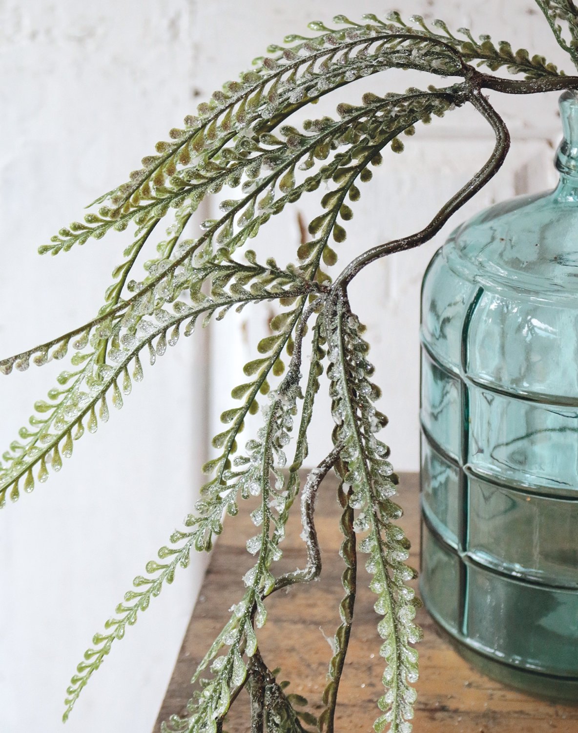 1193 819 a3 Папоротник подвесной искусственный, со снегом, 111 см, матовый зеленый H-andreas  - Вид №2