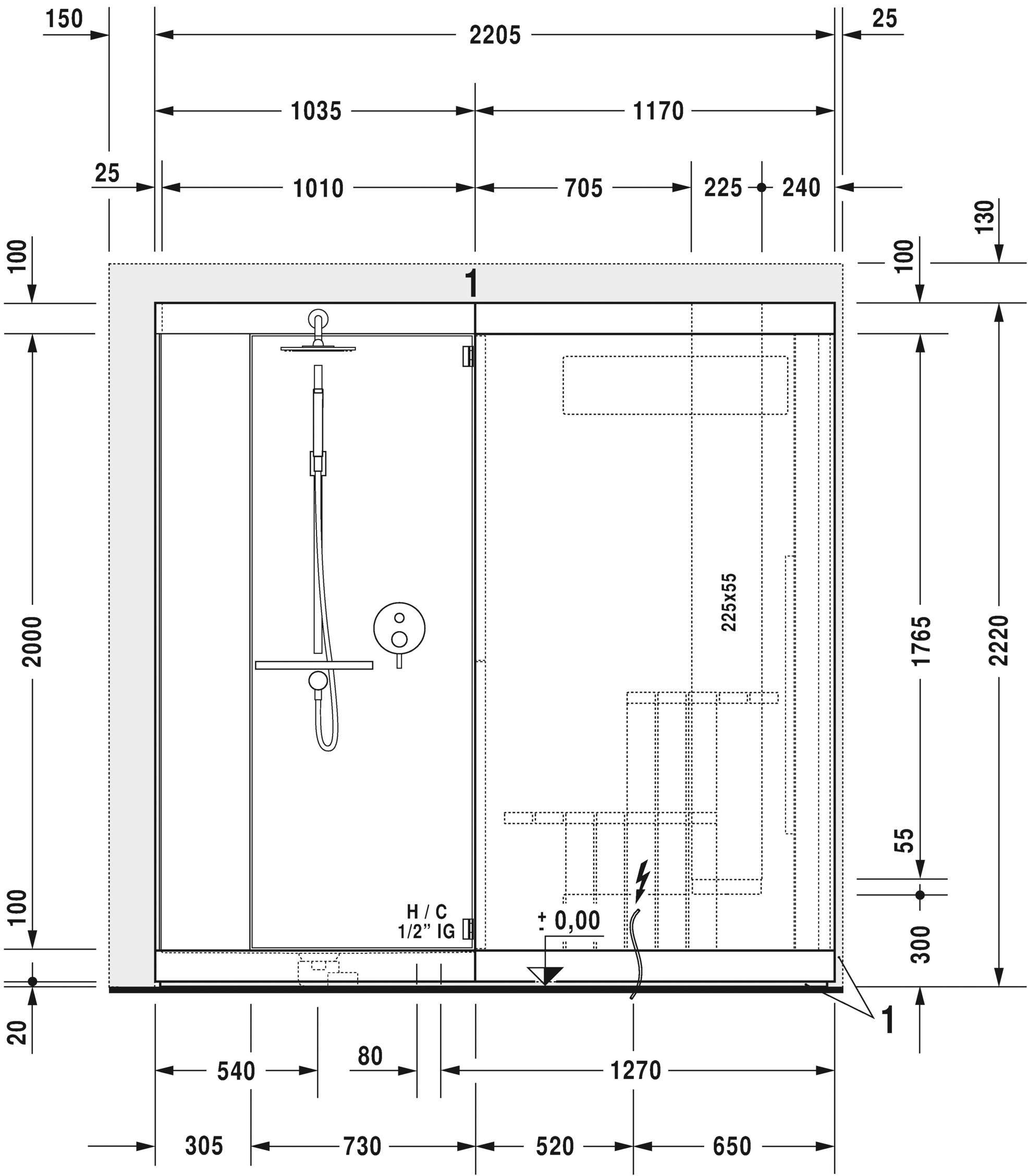 7503..002011000 Сауна Inipi Ama, пристенный и угловой вариант Inipi #7503 2350 x 2205 x 2220 мм Белый глянцевый декор Duravit  - Вид №7