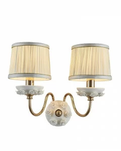 Бра с абажуром на 2 лампы белое "Эрин" 1030/2W-GD-WT LUMIEN HALL ЭРИН 00-3931618 Белый