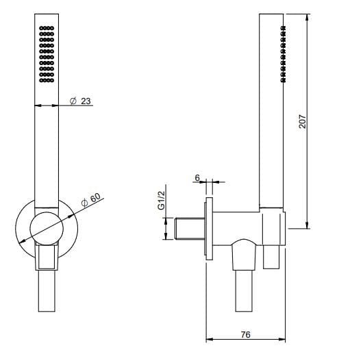 Набор для душа из нержавеющей стали с душем Rubinetterie Treemme 3.6 ARCH-00110117 - Вид №2