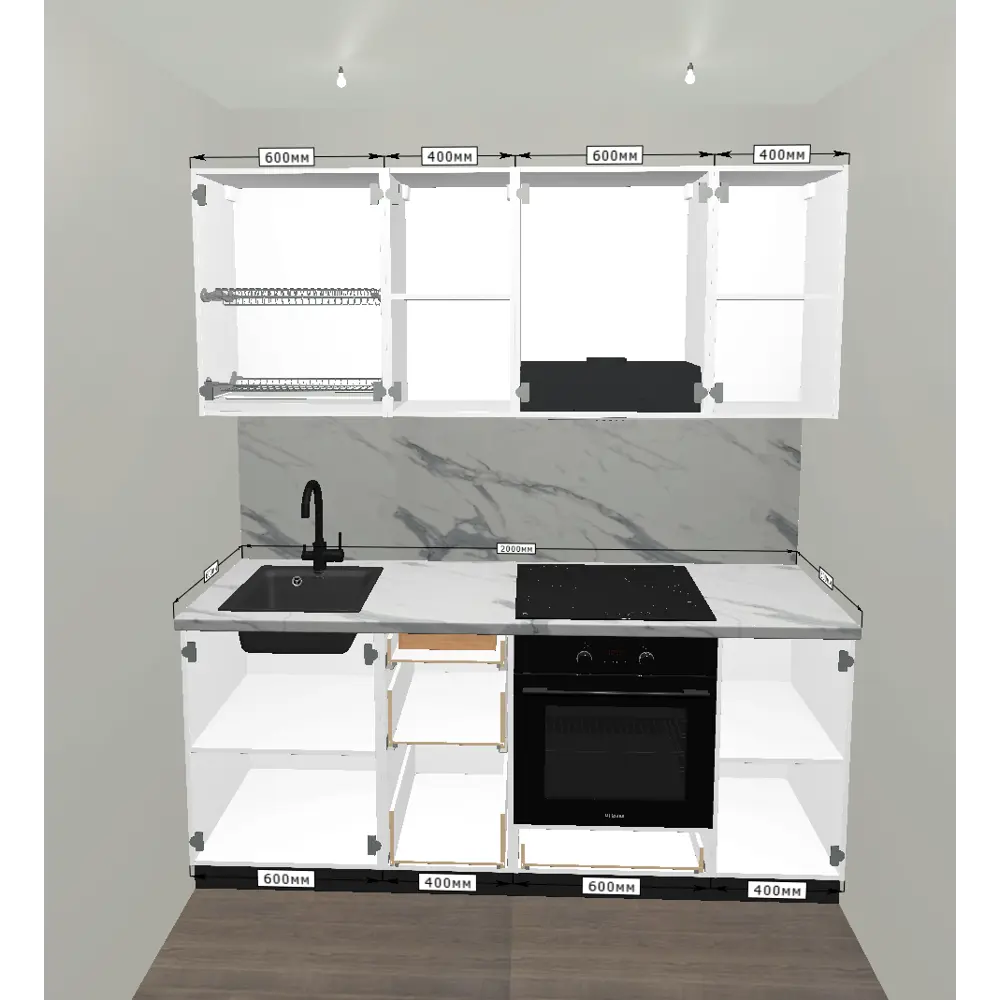 Кухонный гарнитур 200x60 см Токио цвет белый и коричневый 89442975 STLM-2058067 KONSENSA - Вид №2