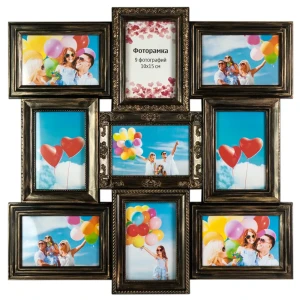90348321 Мультирамка "Platinum" на 9 фото 10x15 см BIN-112184 цвет чёрный, золотистый STLM-0824423