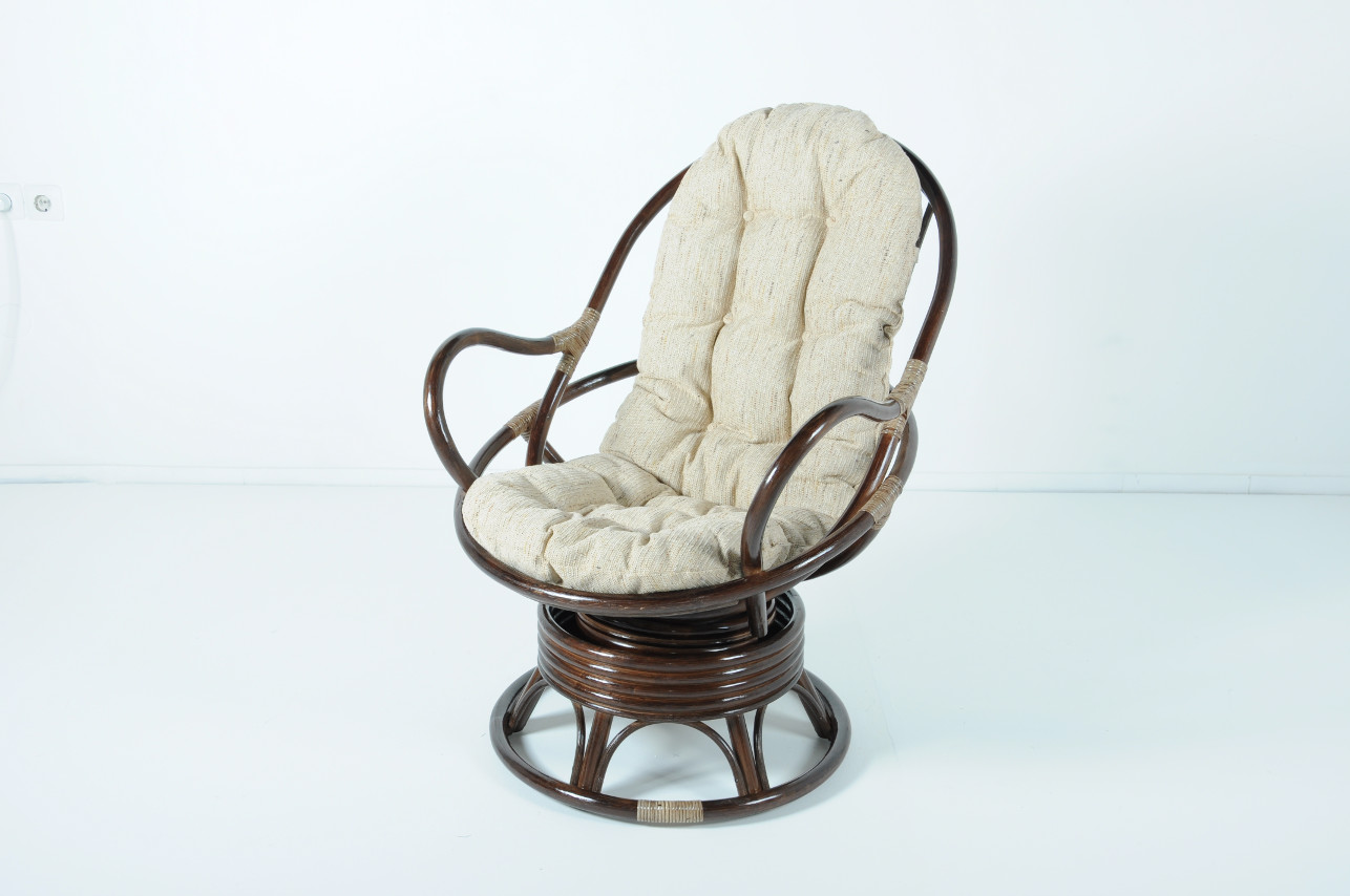 Кресло вращающееся темно-коричневое с подушкой "Темный коньяк" VINOTTI  00-3885256 Коричневый  - Вид №1