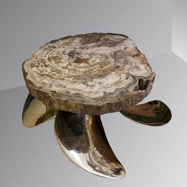ANTICO TRENTINO Низкий круглый журнальный столик из полимера Tavoli in legno pietrificato sun-id-1452581 - Вид №5