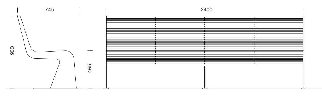 Скамья из нержавеющей стали со спинкой BENKERT BANKE Siardo ARCH-00098961 - Вид №2