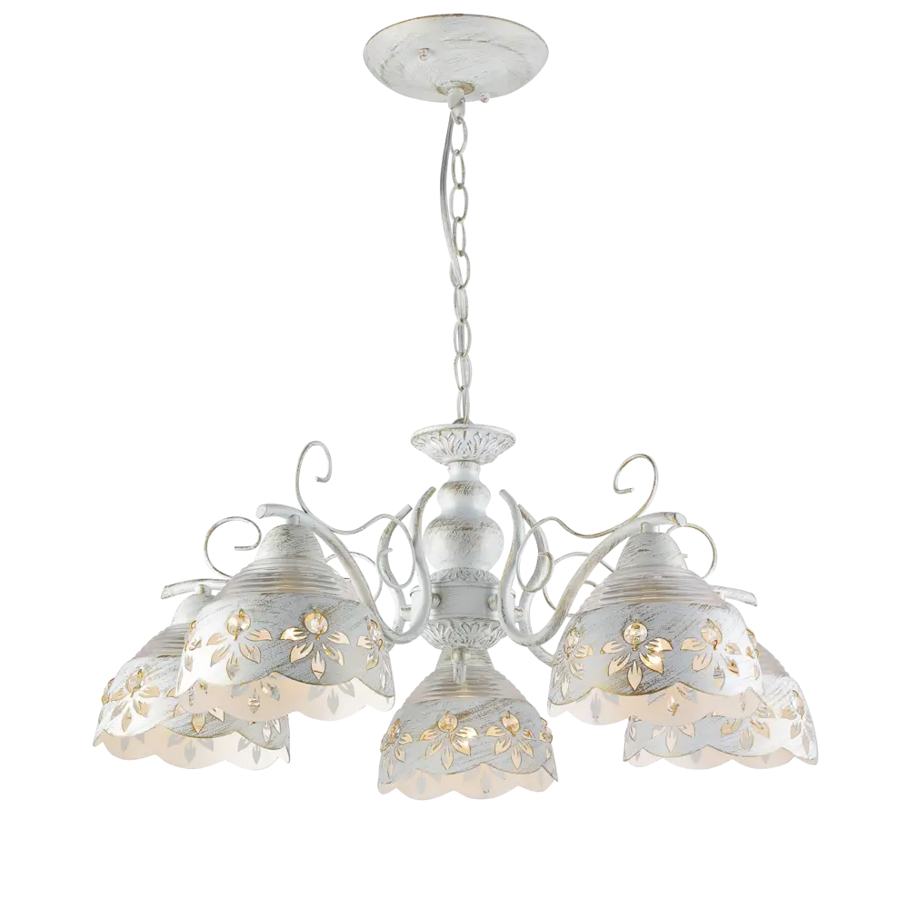 Люстра потолочная Ritter Ravenna 52514 1 5 ламп Е27 цвет белый/золото патина STLM-2038221 - Вид №1