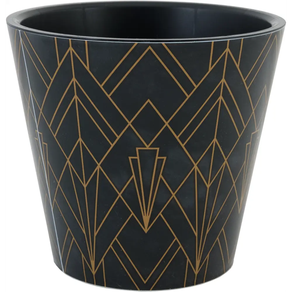 Горшок цветочный Ingreen London ø16 h14.5 см v1.6 л пластик чёрное золото Фиджи декор STLM-2138792