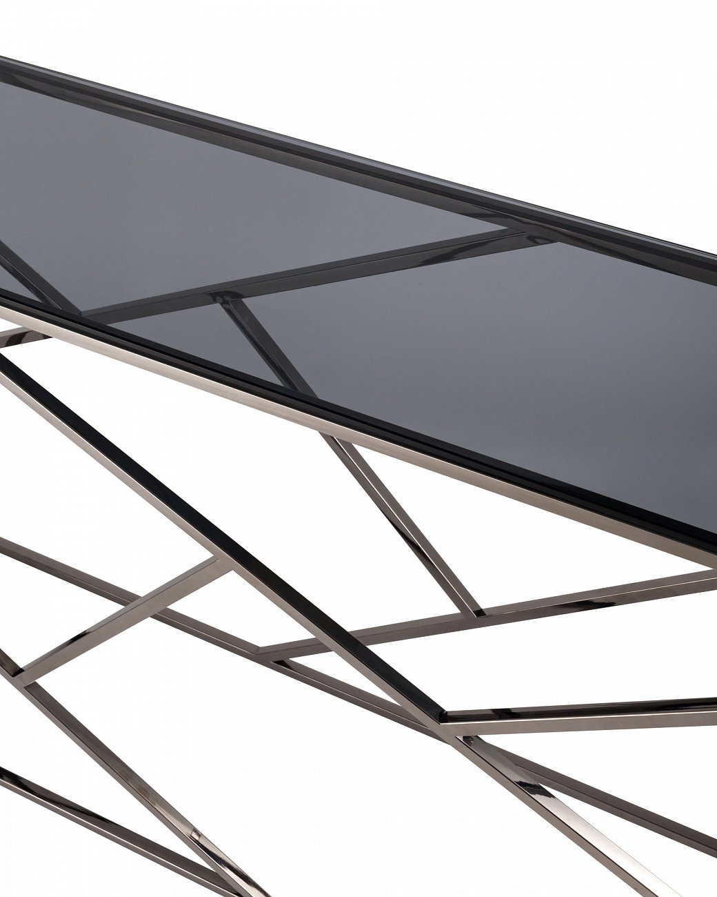 Консоль стеклянная 115х30 см дымчатая с основанием темный хром "Арт Деко" STOOL GROUP  00-3881892 Серебро  - Вид №3