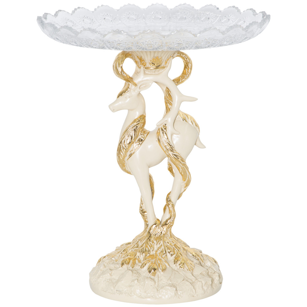 52091 BOGACHO Фруктовница-конфетница Лань Артемиды - 6 Айвори мрамор / стекло 