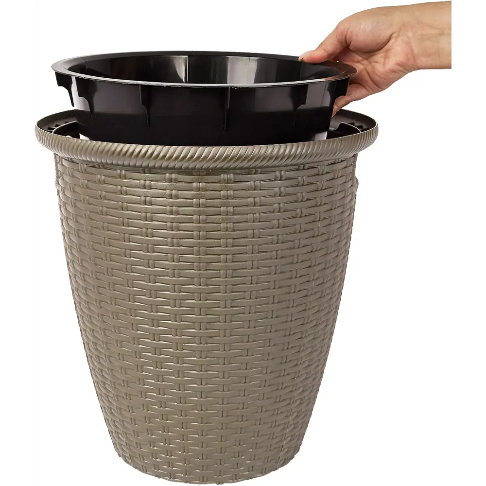 Кашпо для цветов Ingreen Rattan ø26.6 h27.5 см v10 л пластик французский платан 89359540 STLM-2037057 - Вид №2