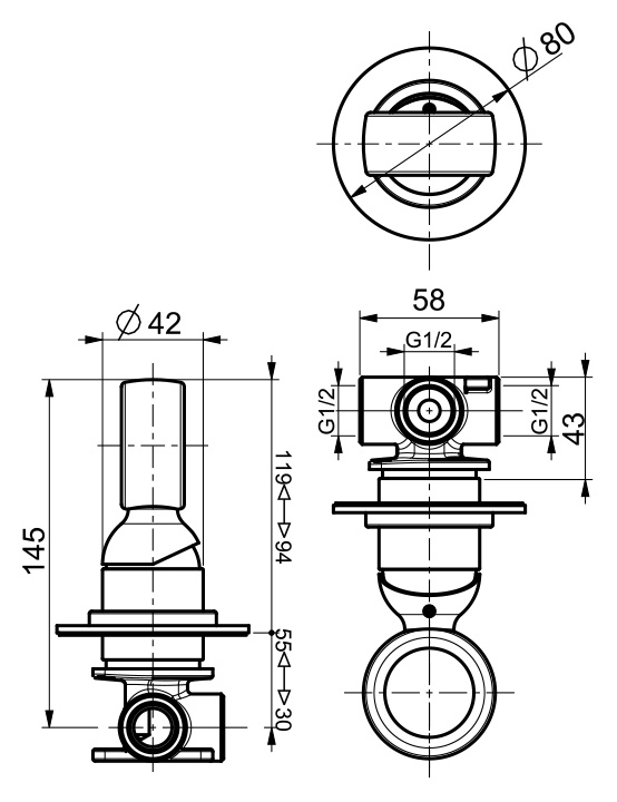 OA880101560 Смеситель для душа , черный Webert Opera - Вид №1