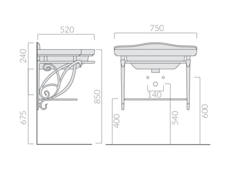 Алюминиевый подвесной умывальник Galassia ETHOS ARCH-00091016 - Вид №2