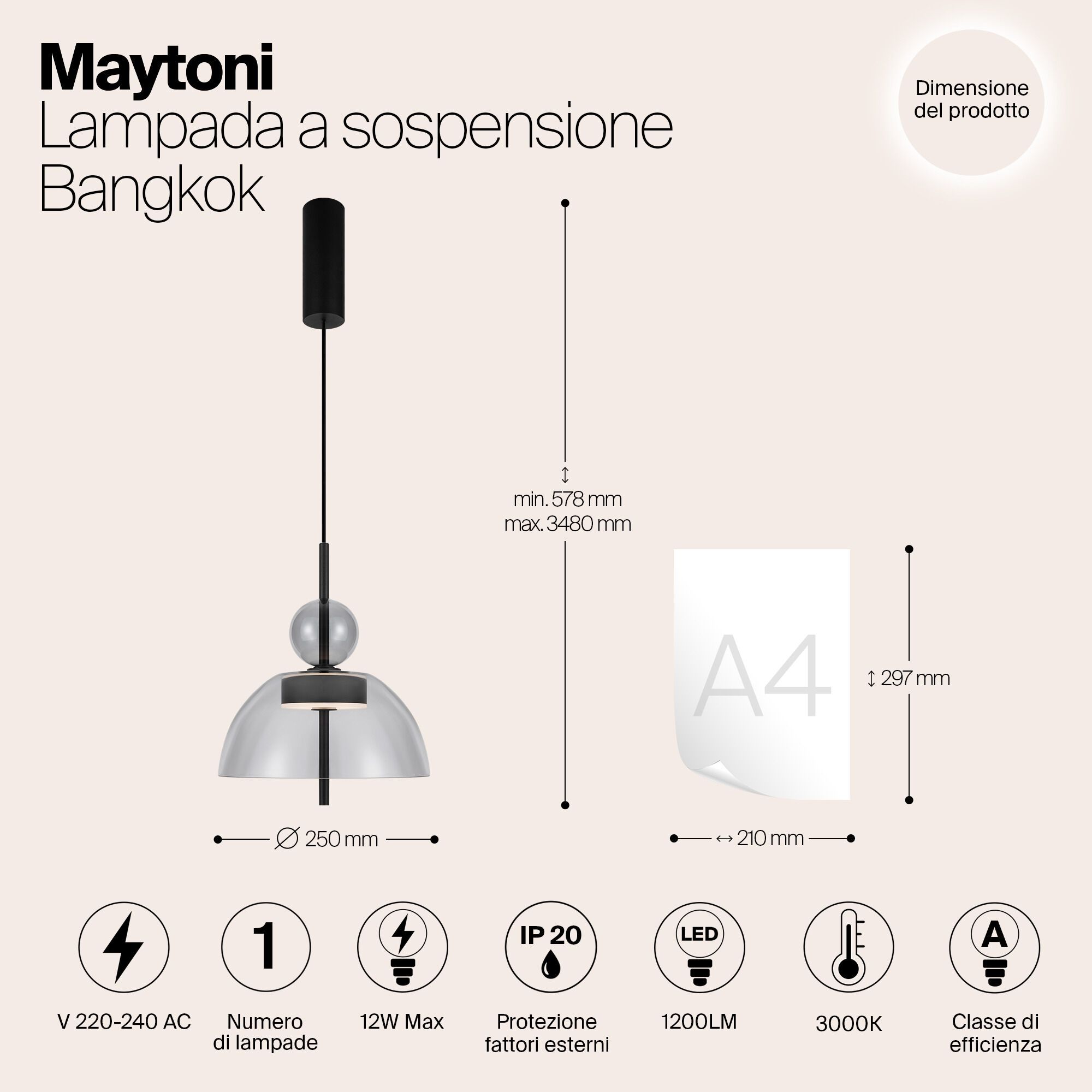 Стеклянный светодиодный подвесной светильник Maytoni BANGKOK ARCH-00060025 - Вид №5