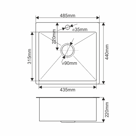 Мойка H48544 MELANA ProfLine 3,0/200 САТИН врезная прямоугольная с коландером H48544 H48544 сатин - Вид №2