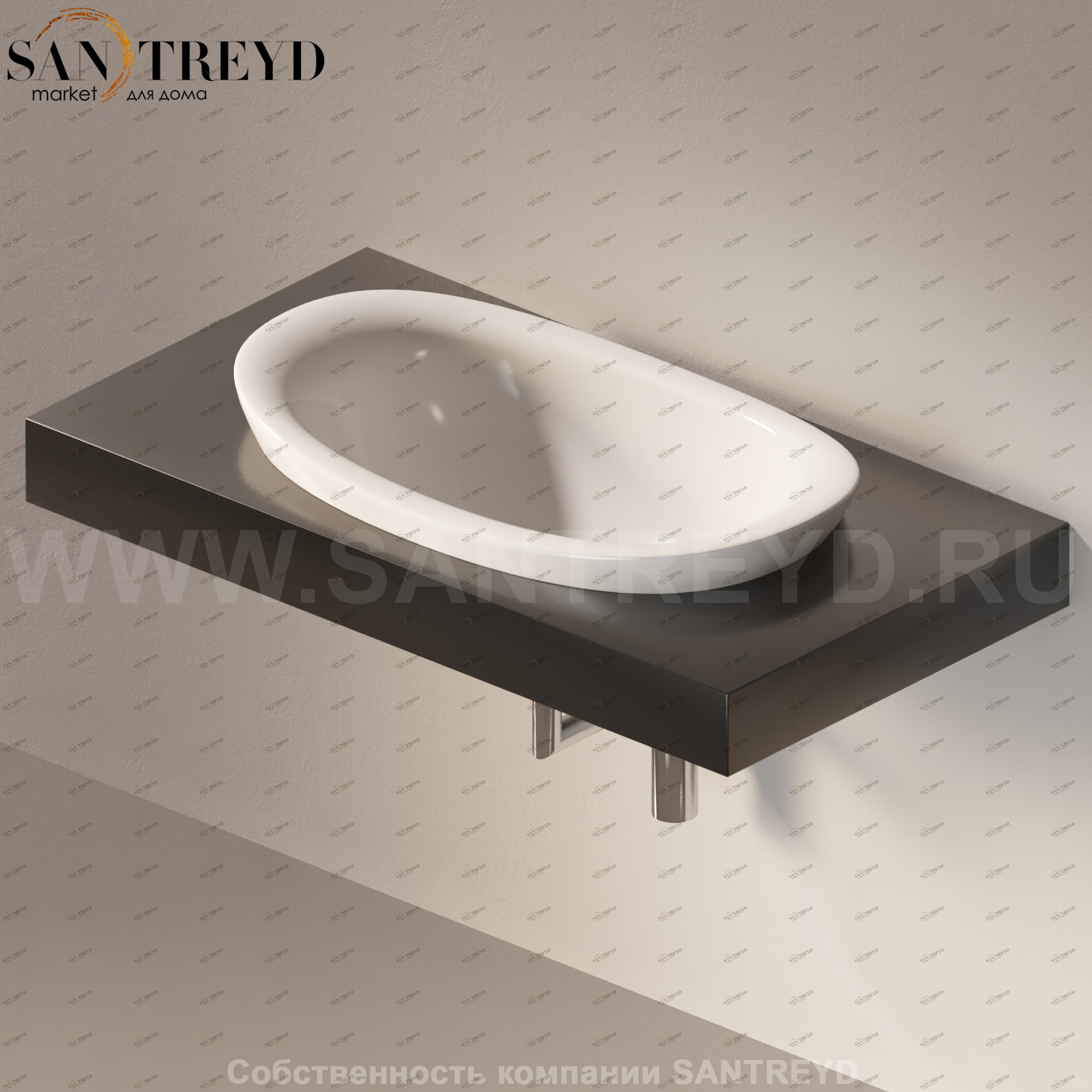 Flaminia IO e SI Столешница с отверстием под раковину черная IO75M1.9017 Ceramica Flaminia IO75M19017