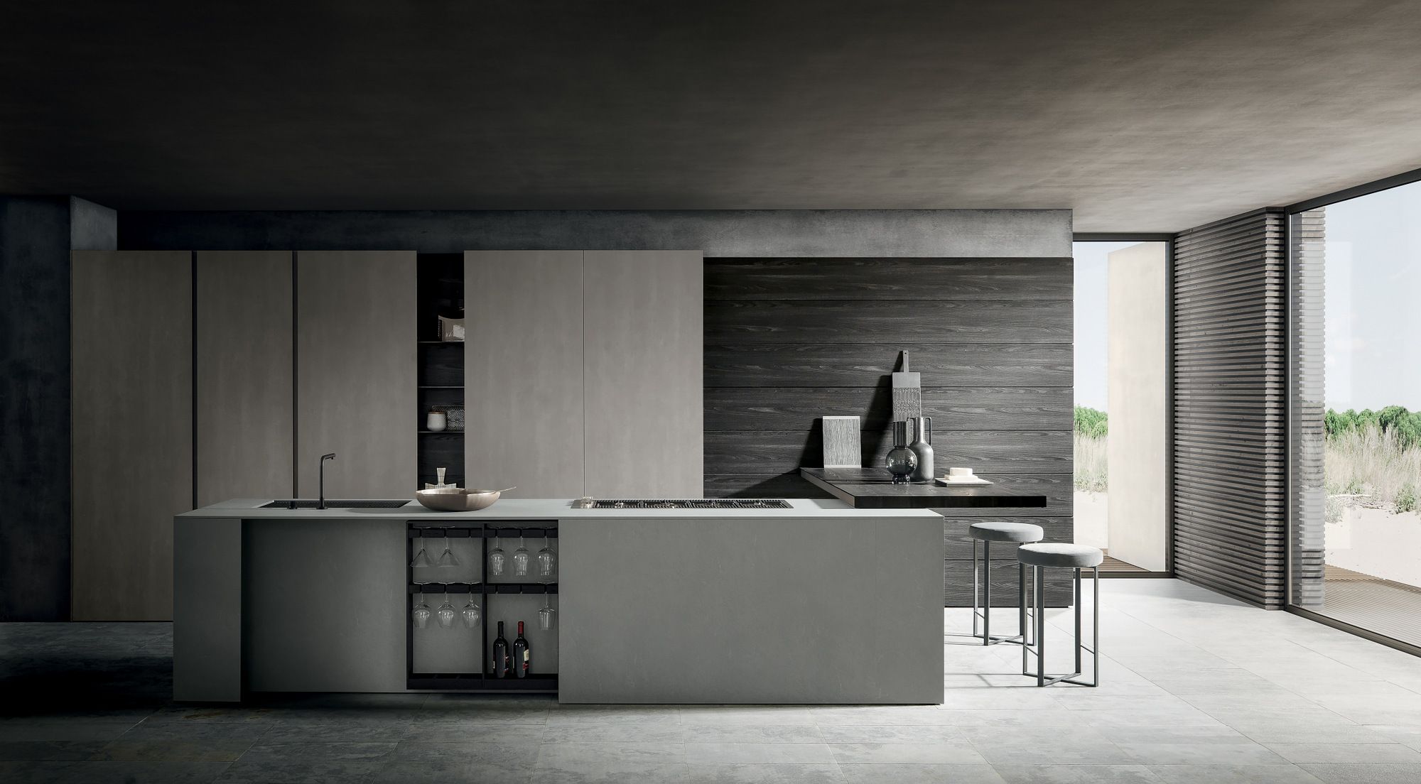 Выдвижная кухня с полуостровом в milltech MODULNOVA MH6 ARCH-00063072 - Вид №1