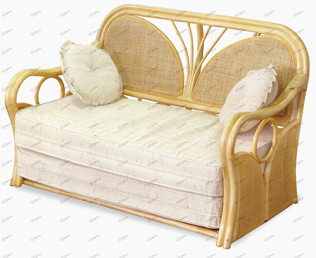 Диван двухместный из ротанга бежевый с подушками "Мед" VINOTTI  00-3885517 Бежевый 