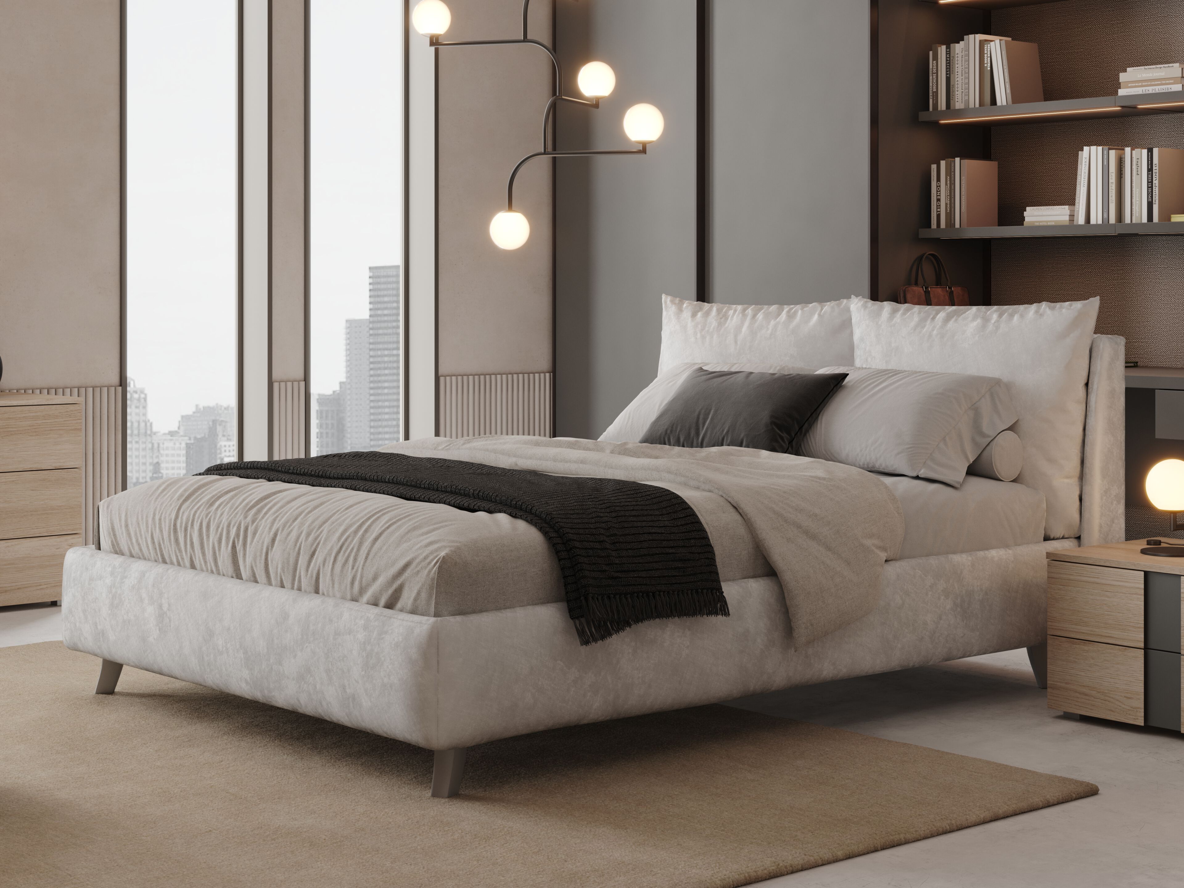 Двуспальная кровать с кожаной обивкой Giessegi DALTON ARCH-00063958