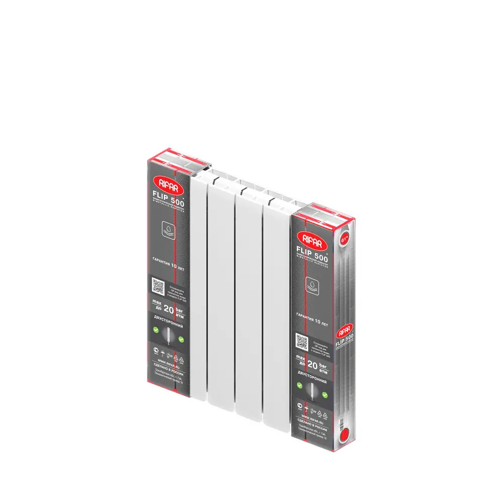 Радиатор секционный Rifar Flip 500/75 6 секций боковое подключение биметалл белый STLM-2150642 - Вид №5