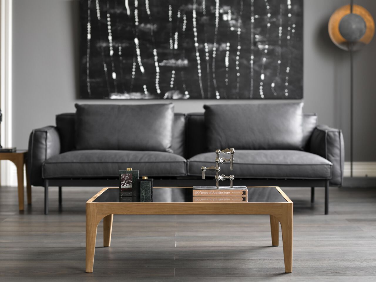 Квадратный деревянный и стеклянный журнальный столик Air Division Perry ARCH-00092568 - Вид №5