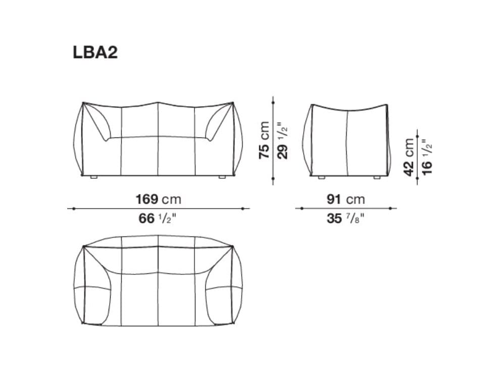 2 / 3 местный диван B&B Italia куклы ARCH-00009501 - Вид №6