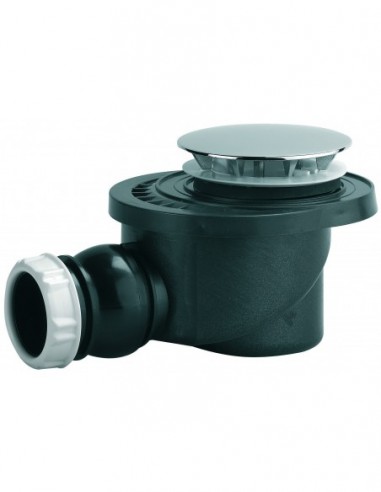 577100 000 00  Сифон для душевого поддона Д. 60 мм, круглая металлическая крышка, выход горизонтальный, очень высокий поток, NF, хромированный Valentin Хром  - Вид №1