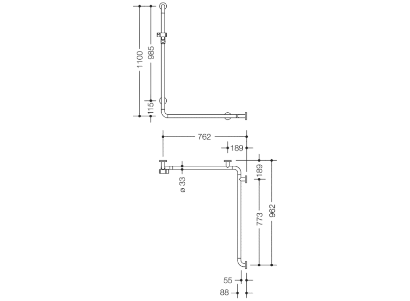 801.35B230 Поручень для душа с держателем для душа HEWI Greifen  - Вид №5