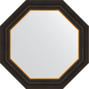 BY 7402 Зеркало в багетной раме - черное дерево с золотом 71 mm EVOFORM Octagon